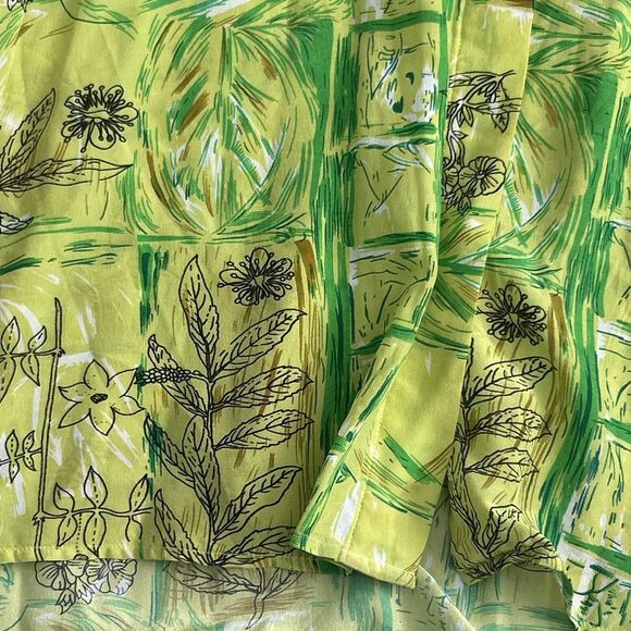 Piano Shirt Womens 3X Vintage Floral Leaf Print Long Sleeve Button Up 100% Silk - Picture 6 of 7